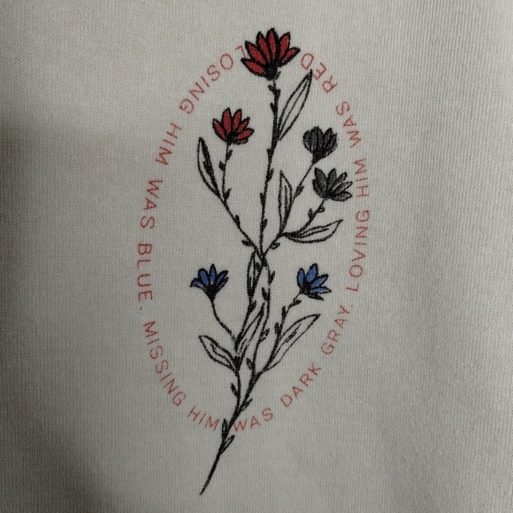 Taylor Swift Loving Him Was Red Crewneck Sweatshirt Cream Floral Size Small - Picture 2 of 6